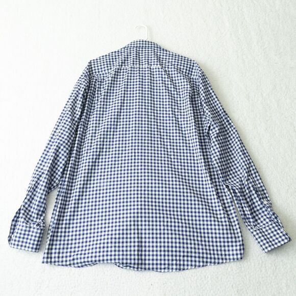Eton Classic Blue and White Gingham Button Down Classic Fit Shirt Men's Sz 46 - Picture 2 of 16